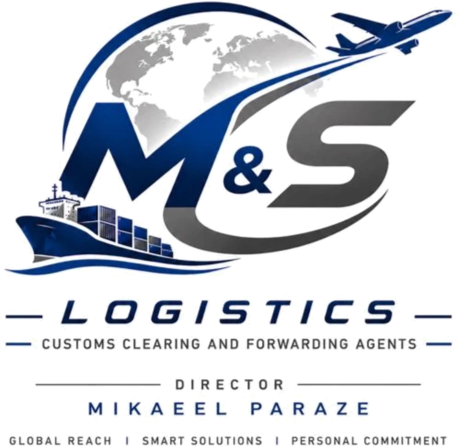 M&S Logistics, customs clearing and forwarding agents. Director Mikaeel Paraze. Global reach, smart solutions, personal commitment.